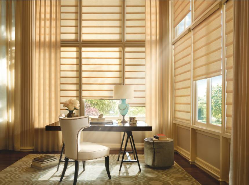 Hunter Douglas Vignette® Modern Roman Shades Lakewood Ranch, Florida (FL) refresh your space, featuring motorized shades