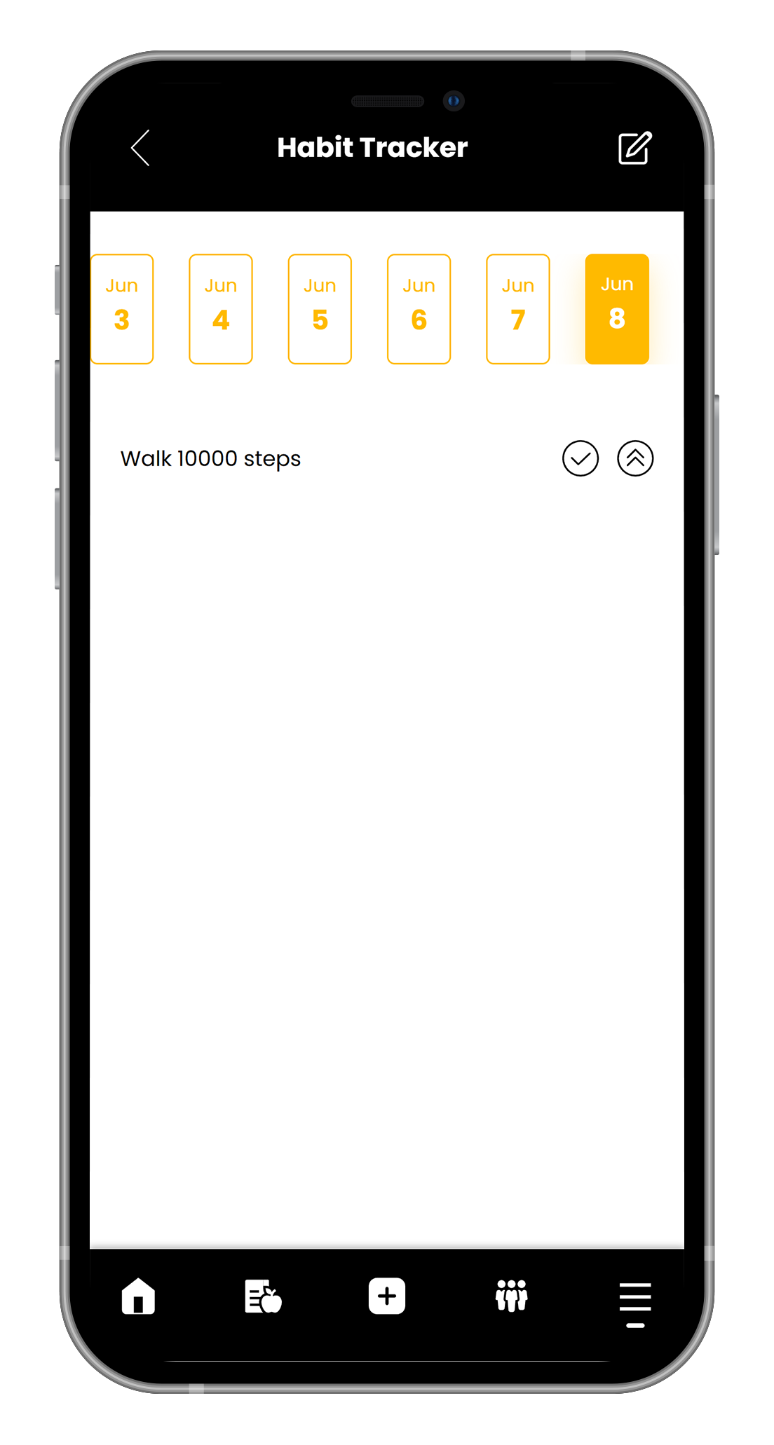 A cell phone with a white screen and yellow icons on it.