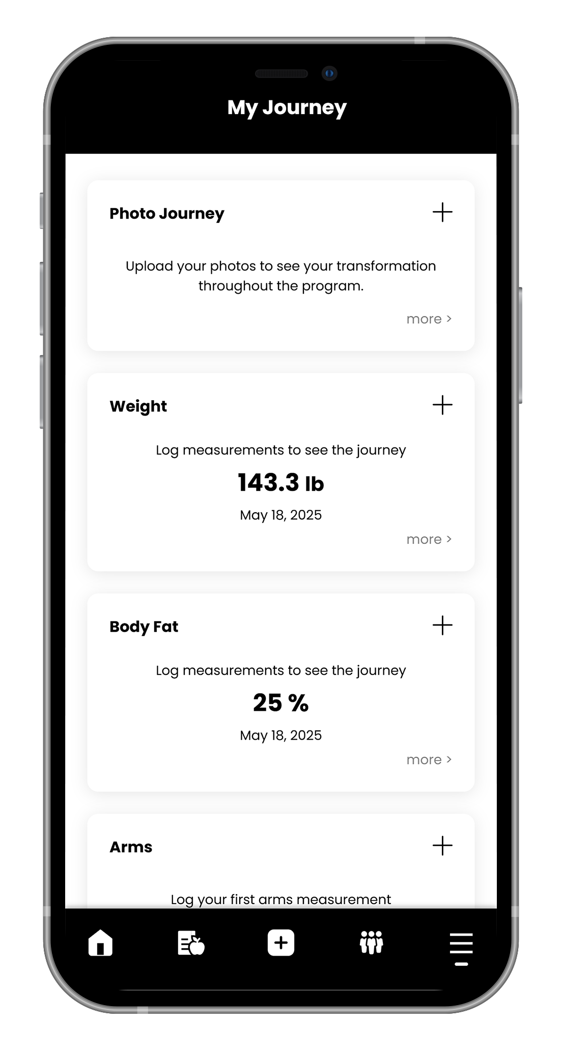 A cell phone displaying a screenshot of the my journey app.