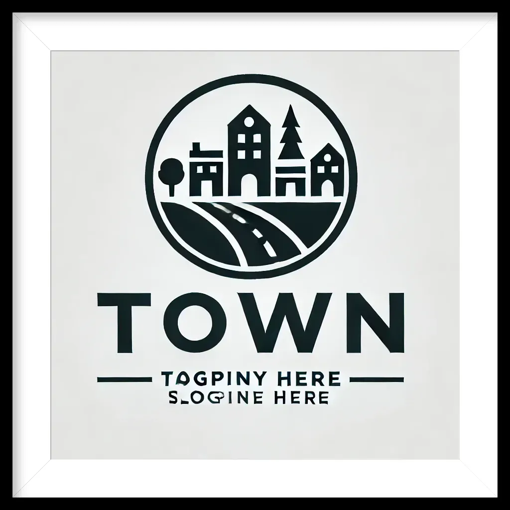 A black and white logo that says town on it