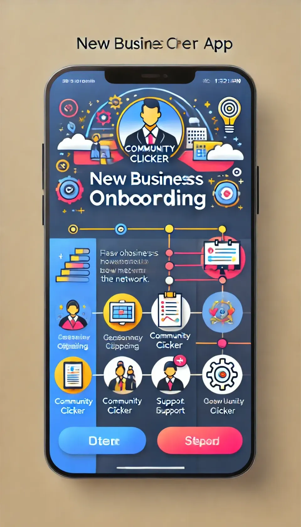 A cell phone with a new business onboarding app on it.