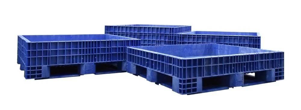 Blue fixed wall bulk wall containers