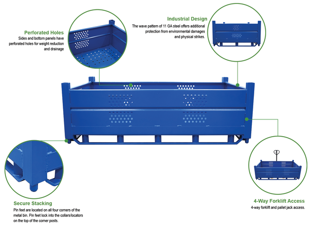 63 x 48 x 34 Heavy-Duty Metal Bulk Bin