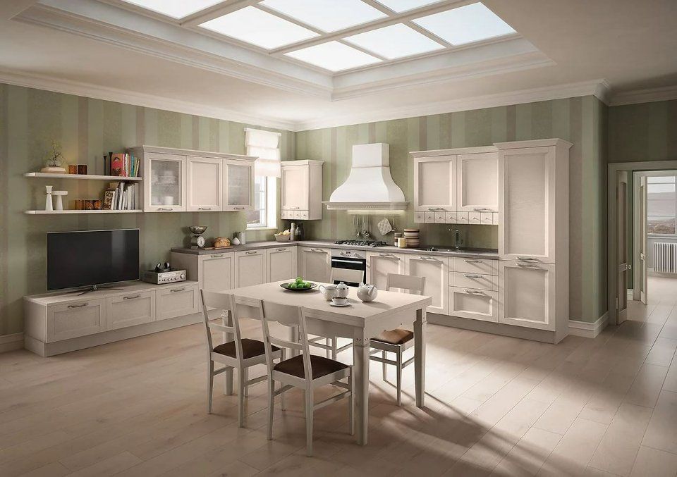 cucina con isola beige