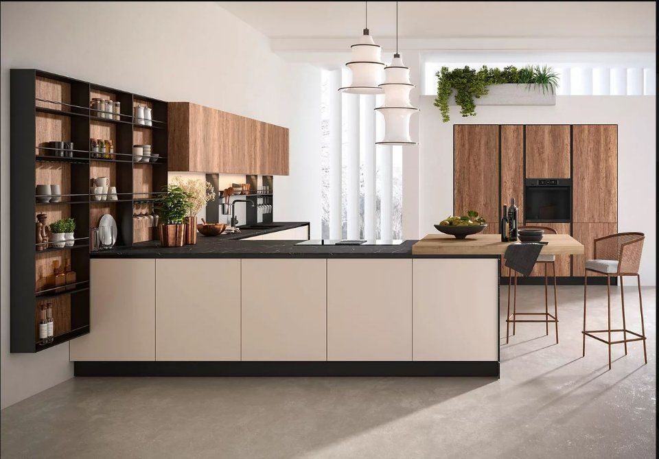 cucina con isola dallo stile moderno