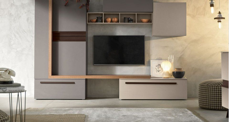 parete attrezzata grigia