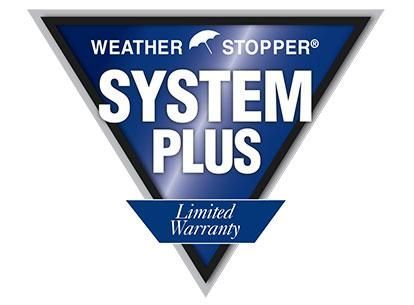 A weather stopper system plus limited warranty logo
