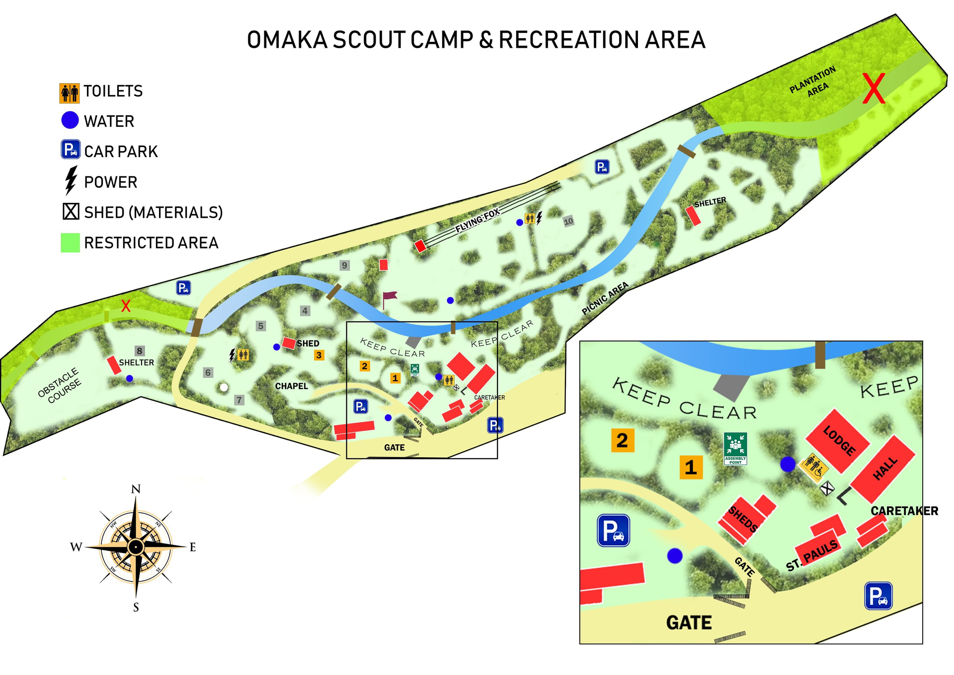 A map of omaha scout camp and recreation area