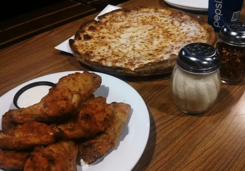 Cheese Pizza and Hot Wings