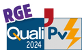 quali pv 2024 Un logo pour rge quali pv 2024 avec un éclair