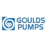 El logotipo de Goulds Pumps es azul y blanco.