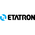 El logotipo de Etatron es azul y negro sobre un fondo blanco.