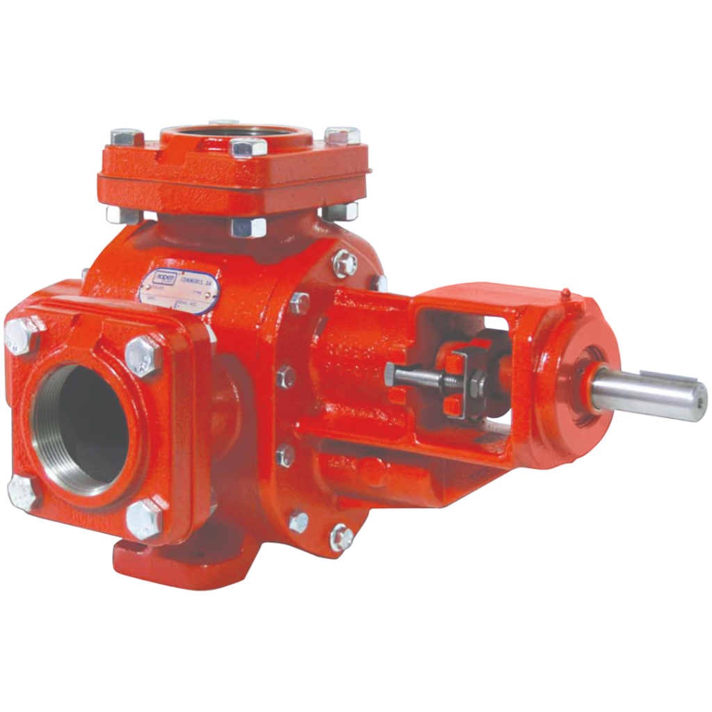 Un primer plano de una bomba roja sobre un fondo blanco.