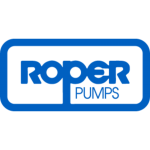 Un logotipo azul y blanco para bombas Roper.