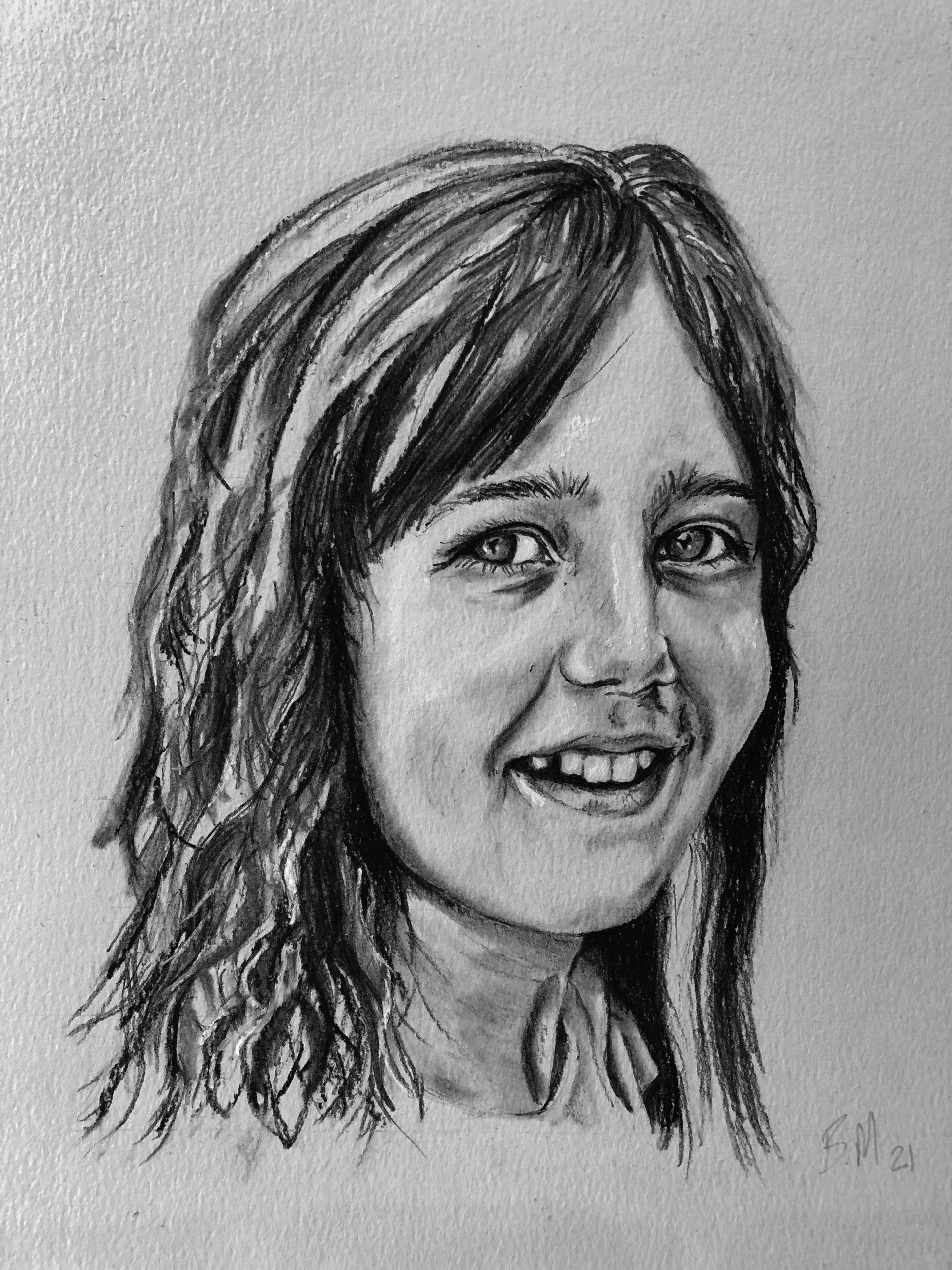 Black and White chalk portrait by Ben Mayhew