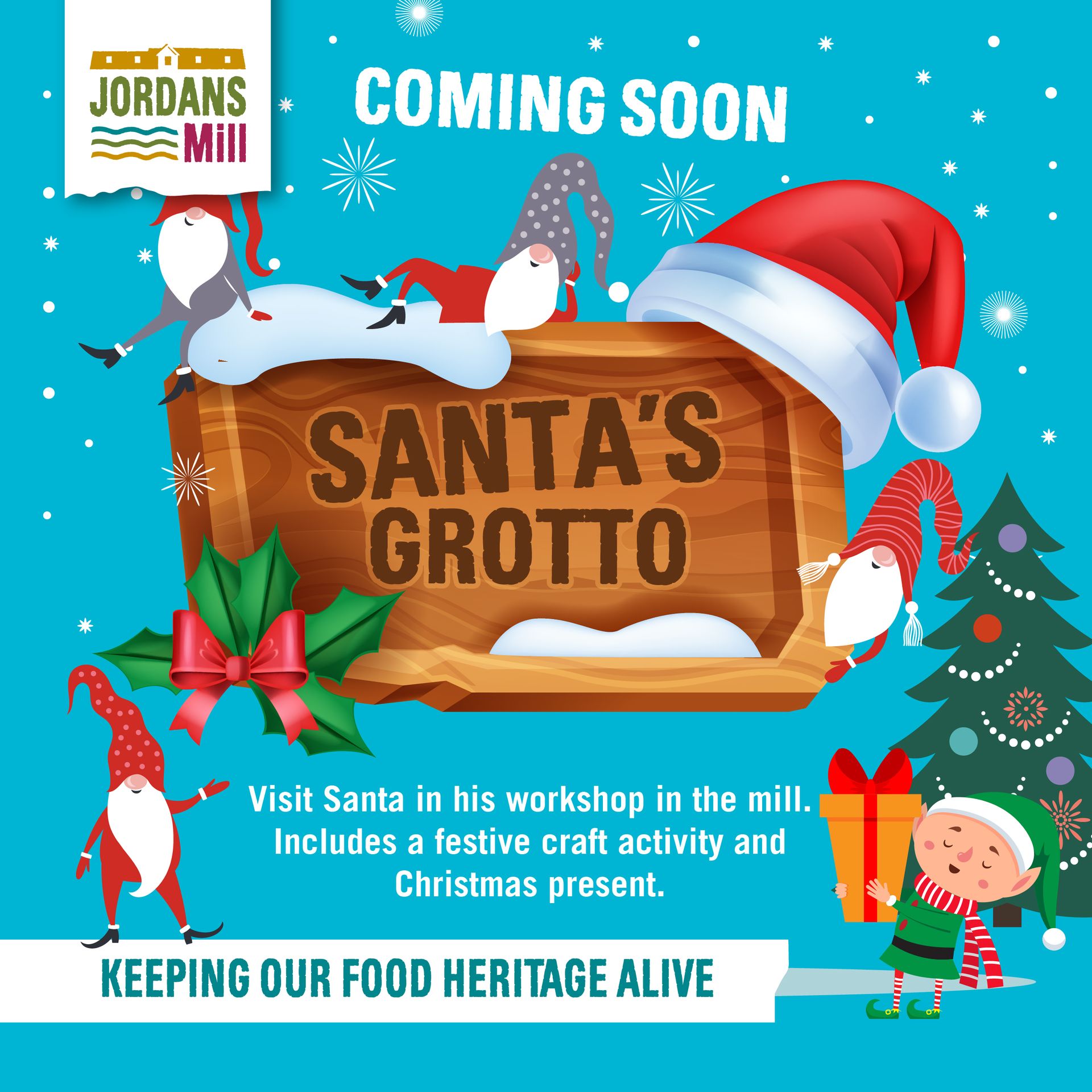Santas Grotto social media advert for Jordans Mill in Bedfordshire.