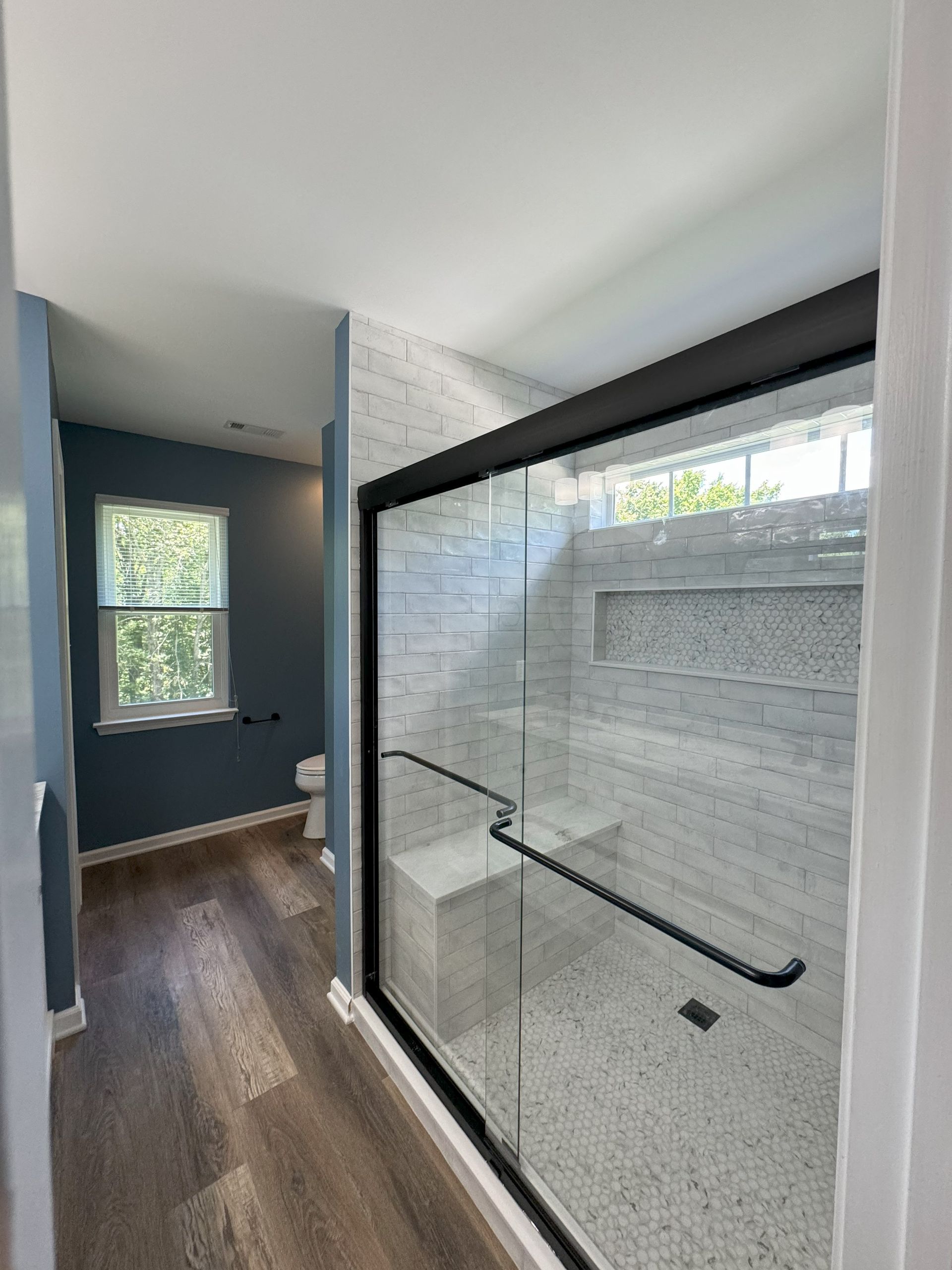 There is a large island in the middle of the kitchen.