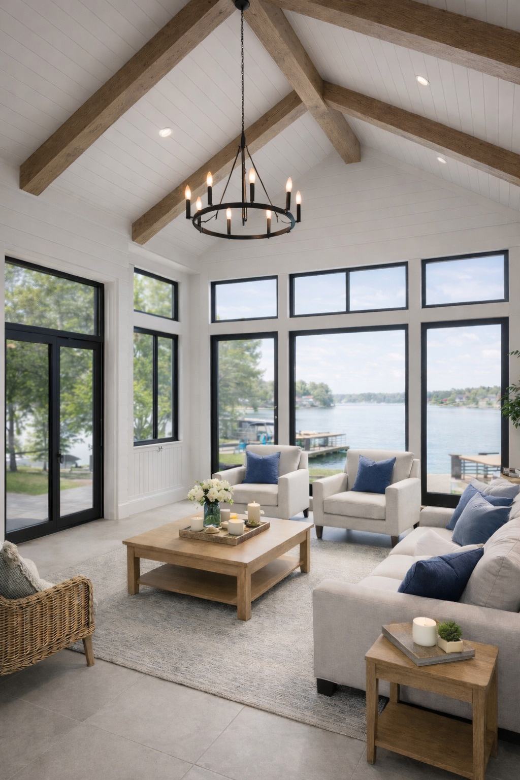 A house that is being built with a ladder on top of it