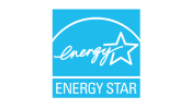 A blue and white energy star logo with a star in the middle.