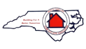 A map of north carolina with a red house in the middle.