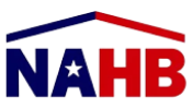 The nahb logo is a red , white and blue house with a star on the roof.