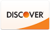 Discover credit card logo: Black text with an orange dot and curved orange line.
