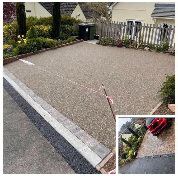 Resin driveway transformation images, from paving to a resin surface, located in Exeter.