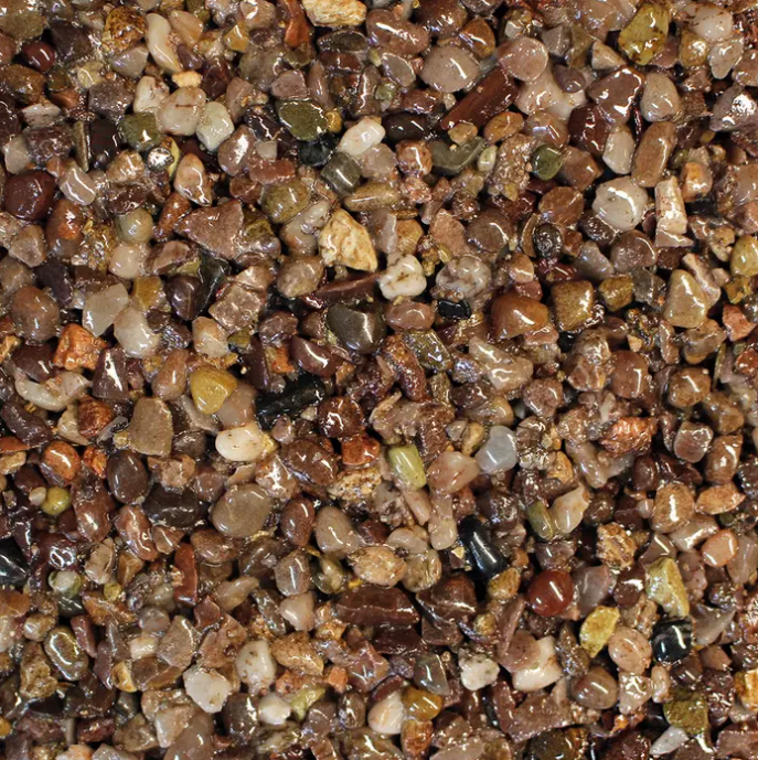 Close-up of small, polished, mixed-color gravel.