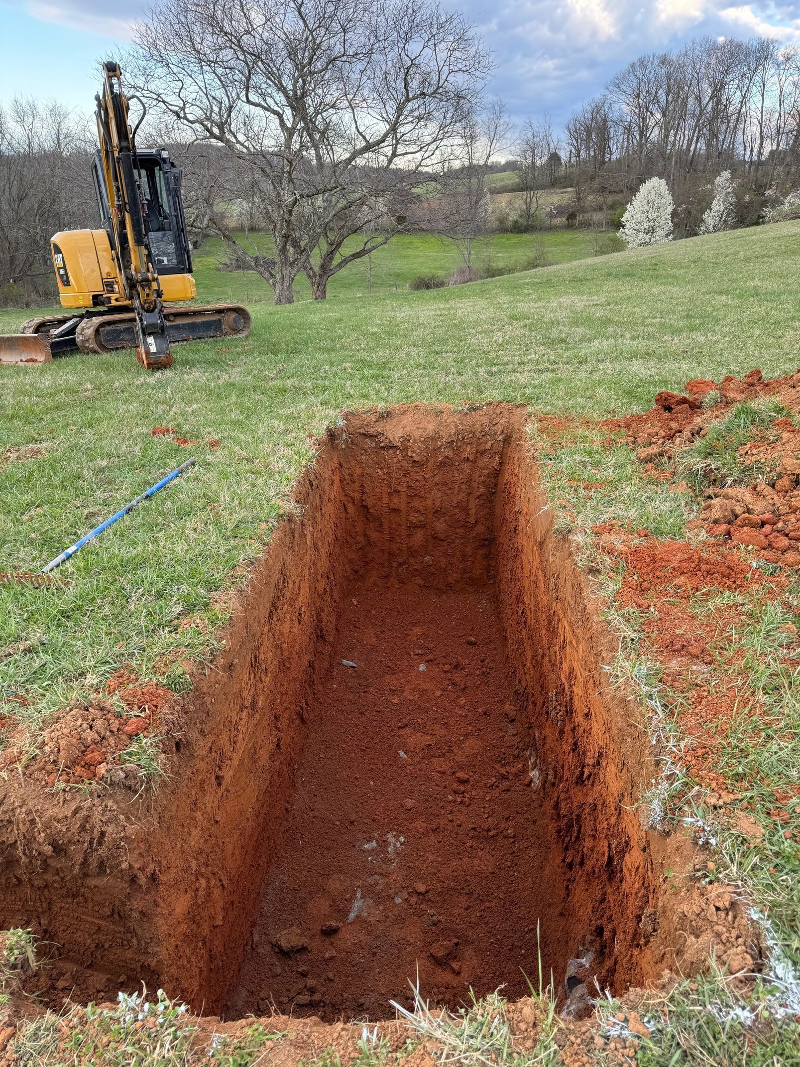 Perfectly excavated trench for a propane tank installation