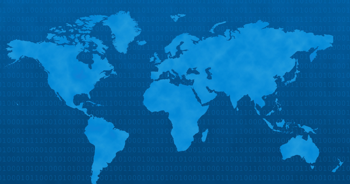 A blue map of the world on a blue background.