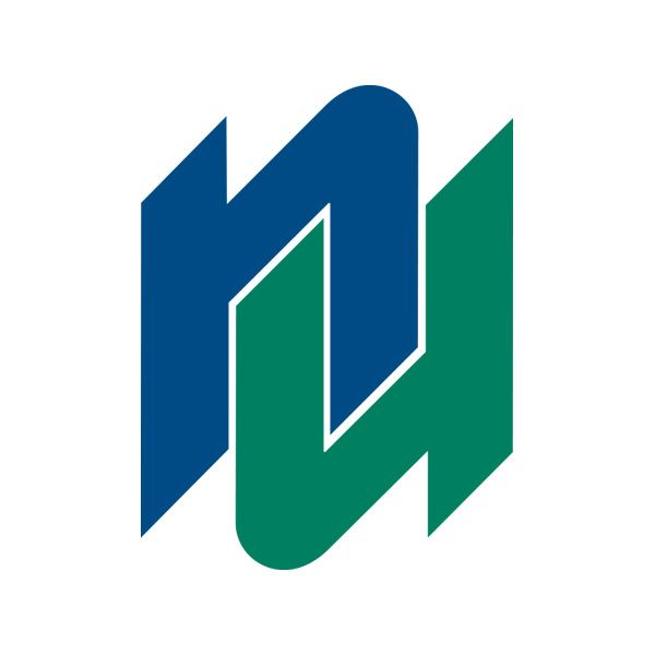 A blue and green logo on a white background.