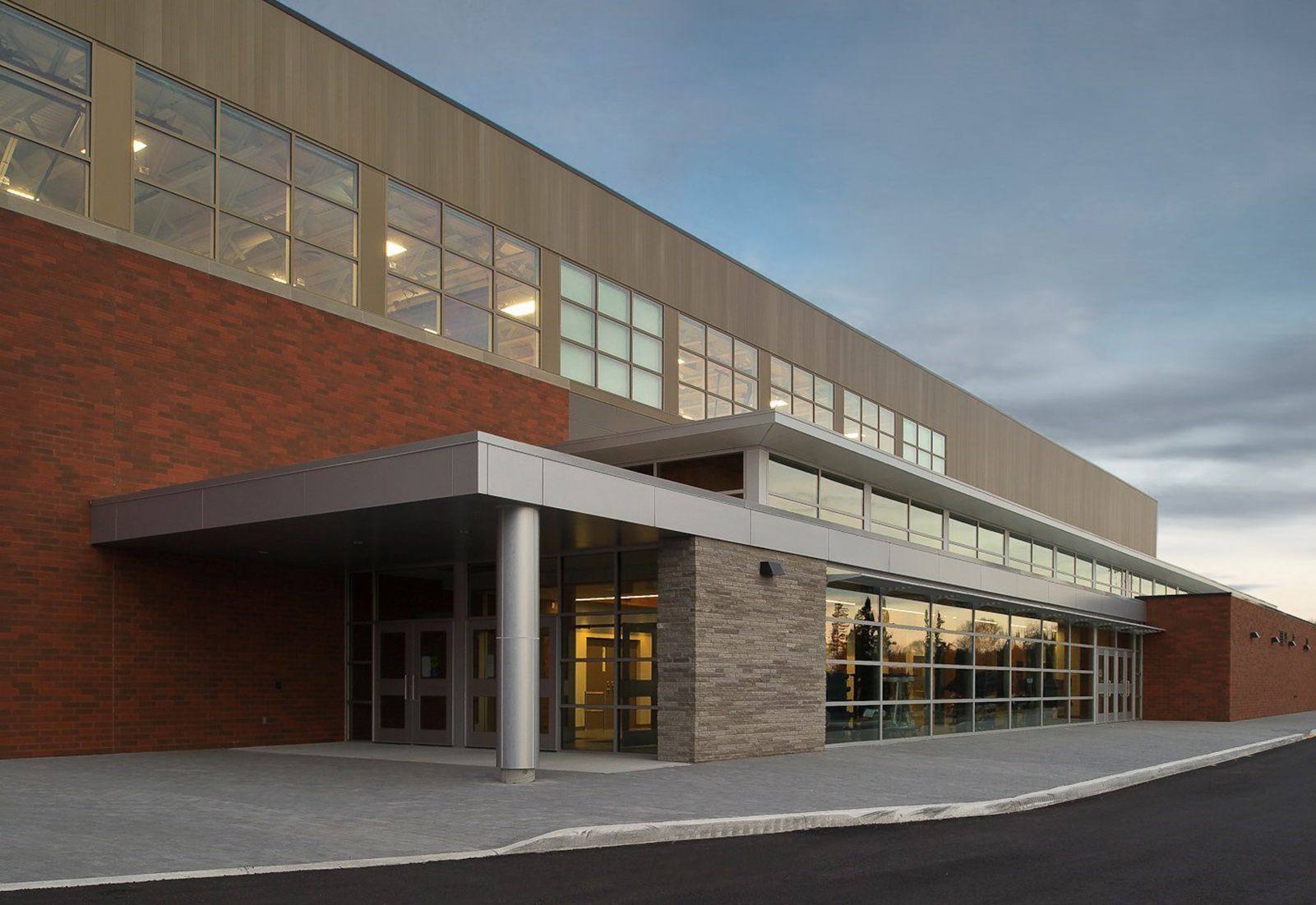 A large brick building with a lot of windows