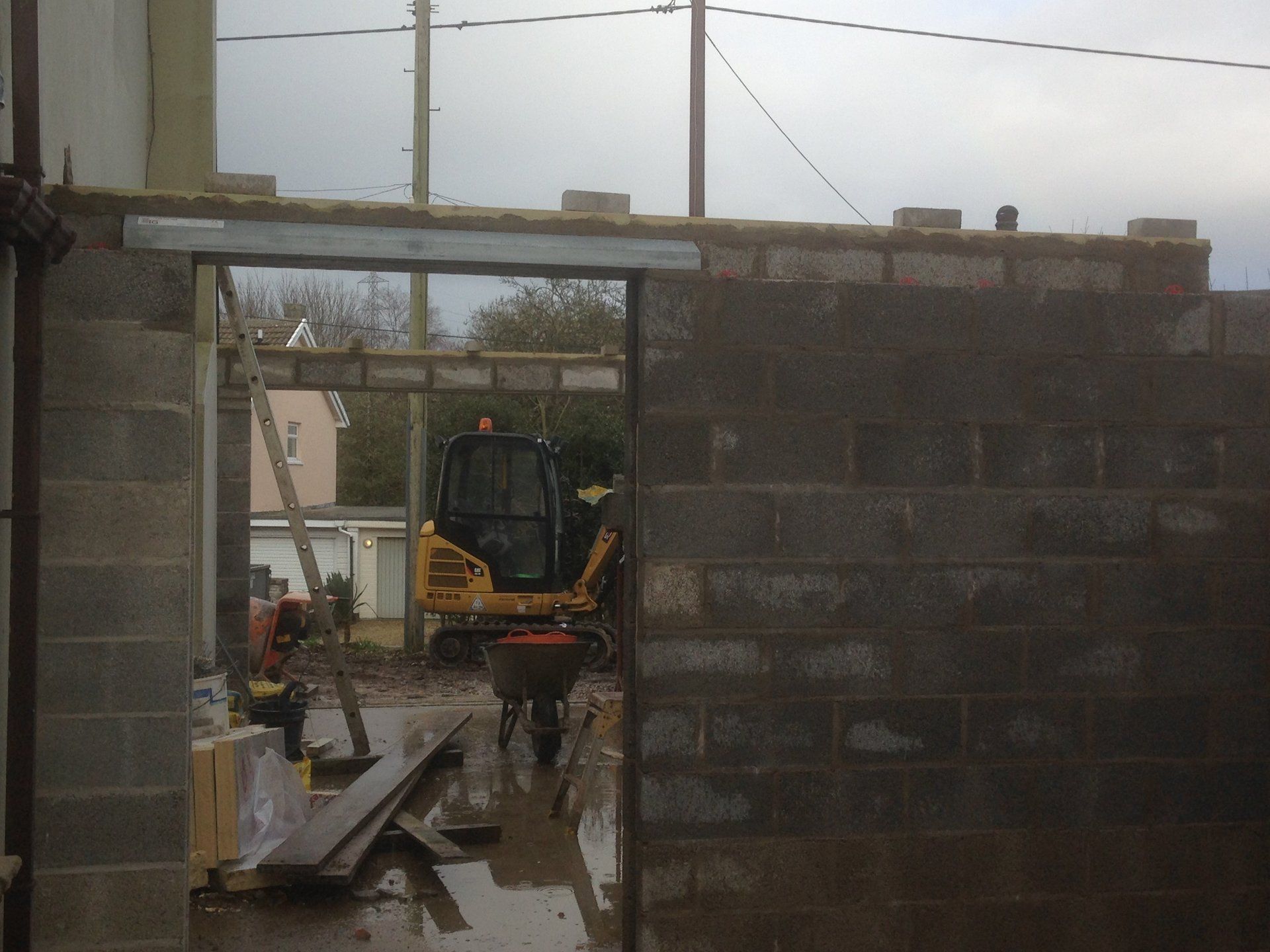 during wall construction