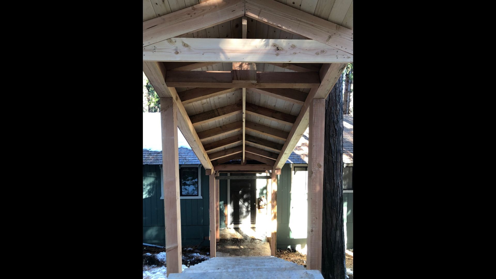 covered walkway and sidewalk