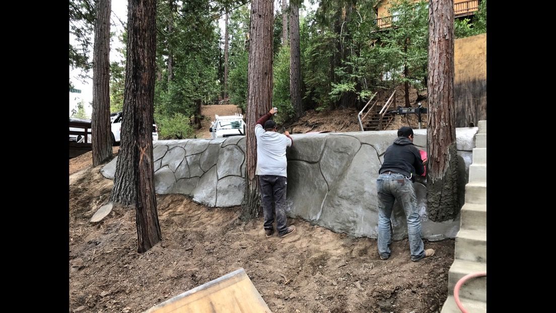 new concrete fake rock wall