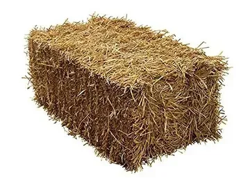 A large bale of hay on a white background.