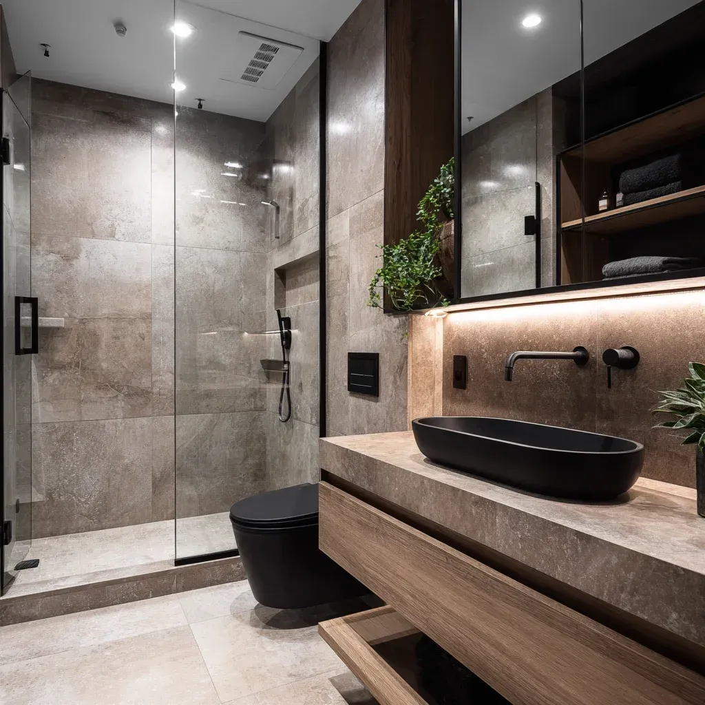 Vancouver BC bathroom renovation with waterproof vinyl flooring and new exhaust fan. Plumbing upgrades ensure efficiency. Ideal for moisture-prone bathroom spaces.
High-end bathroom remodel Vancouver using natural stone tile and integrated LED lighting. Custom vanity installation maximizes storage. Executed by award-winning bathroom contractors.
Bathroom renovation Vancouver with double sink vanity and under-cabinet lighting. Frameless glass enclosure improves space perception. Professional installation across Greater Vancouver.
Vancouver bathroom remodel project including plumbing and electrical upgrades. Code-compliant GFCI outlets installed. Designed for long-term durability and safety.
Condo bathroom remodeling Vancouver BC with floating vanity and wall storage. Modern fixtures create sleek design. Built for strata-approved renovations.