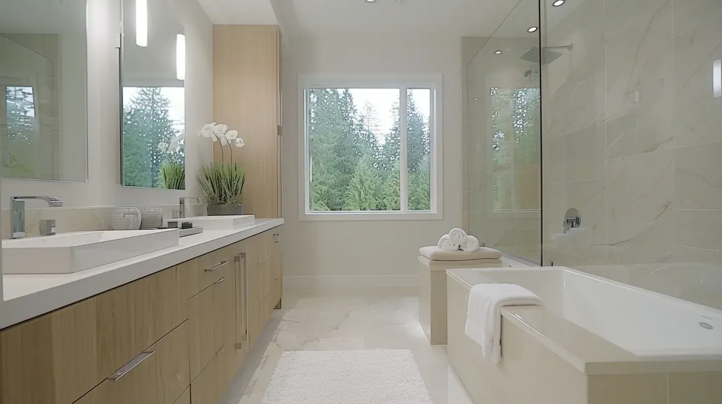 High-end ensuite bathroom remodeling Vancouver featuring marble slab vanity and underfloor heating system. Integrated storage niches provide functional organization. Executed by trusted Lower Mainland bathroom contractors.
Affordable bathroom renovation Vancouver including vanity replacement and dual-flush toilet upgrade. Slip-resistant ceramic tile flooring improves safety in wet areas. Transparent pricing and detailed renovation estimates provided.
Vancouver bathroom remodel near me with custom tile backsplash and undermount sink installation. Waterproof cement board applied behind all wet-zone surfaces. Completed under strict municipal inspection standards.
Metro Vancouver bathroom renovation featuring mosaic accent shower wall and frameless glass panels. Energy-efficient LED lighting enhances visibility and ambiance. Built for long-term durability and resale value.
Residential bathroom remodeling Vancouver including layout redesign and plumbing rerouting for improved workflow. Quartz vanity countertop installed with precision templating. Fully licensed and insured contractors managed project execution.