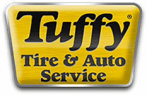 Logo for Tuffy Tire & Auto Service, black and yellow colors.