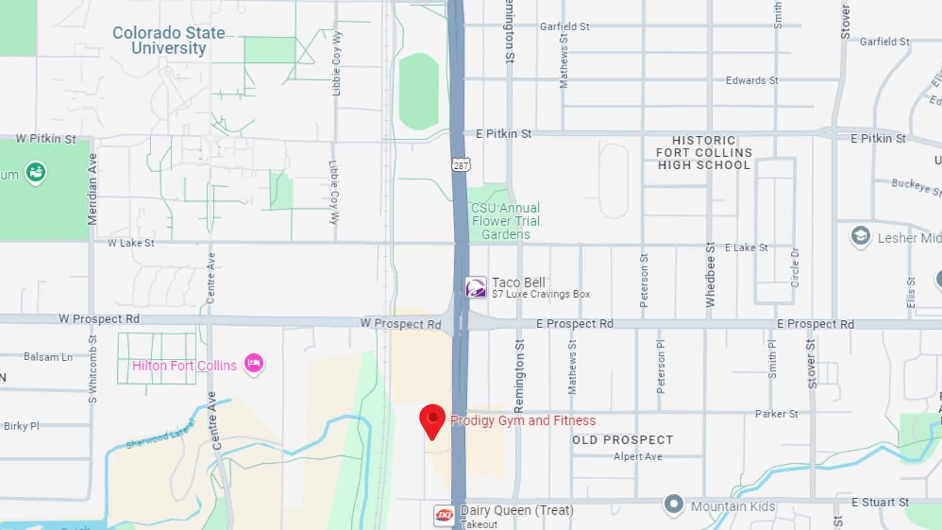 A map of a city showing a park and a river.