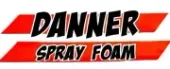 Logo for Danner Spray Foam in black and white text on a red background.