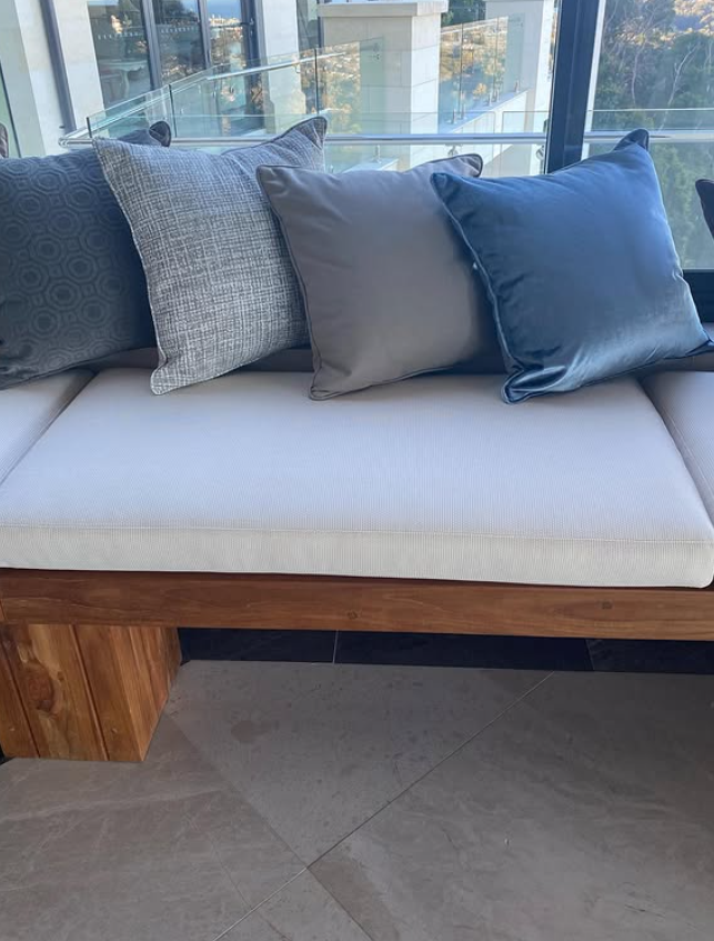 A Built In Couch With Pillows — Metreson Upholstery In Unanderra, NSW