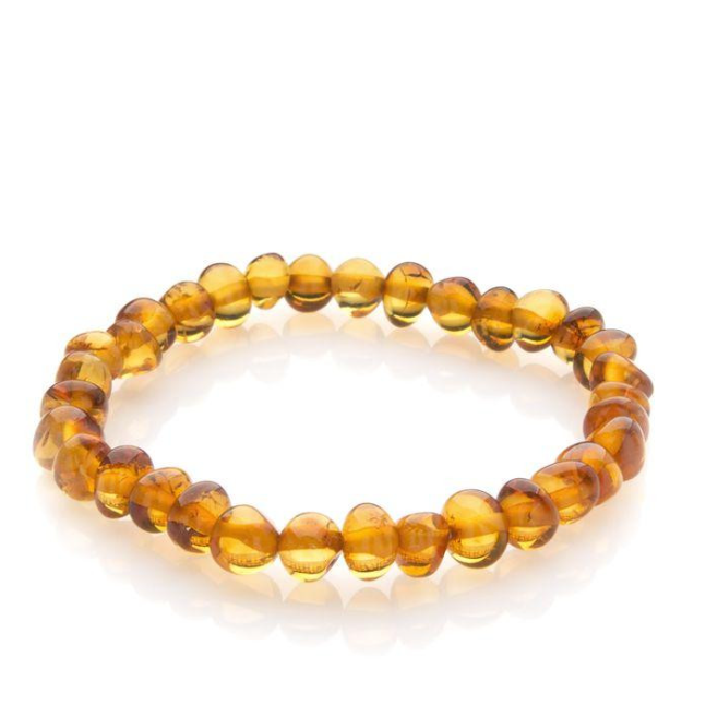 Barnsteen armband baby/peuter cognac