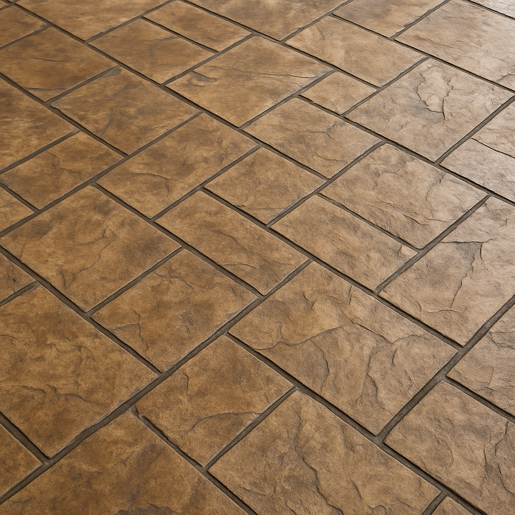A close up of a brick floor with a diagonal pattern