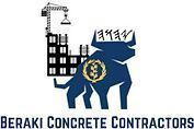 The logo for beraki concrete contractors shows a bull with a building in the background.