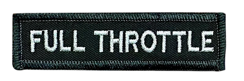 A black patch that says full throttle on it