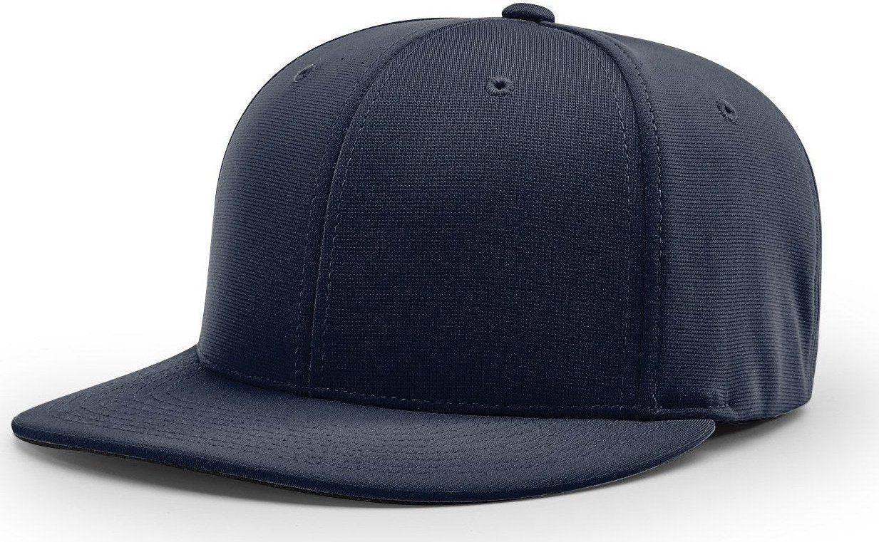A close up of a blue baseball cap on a white background.