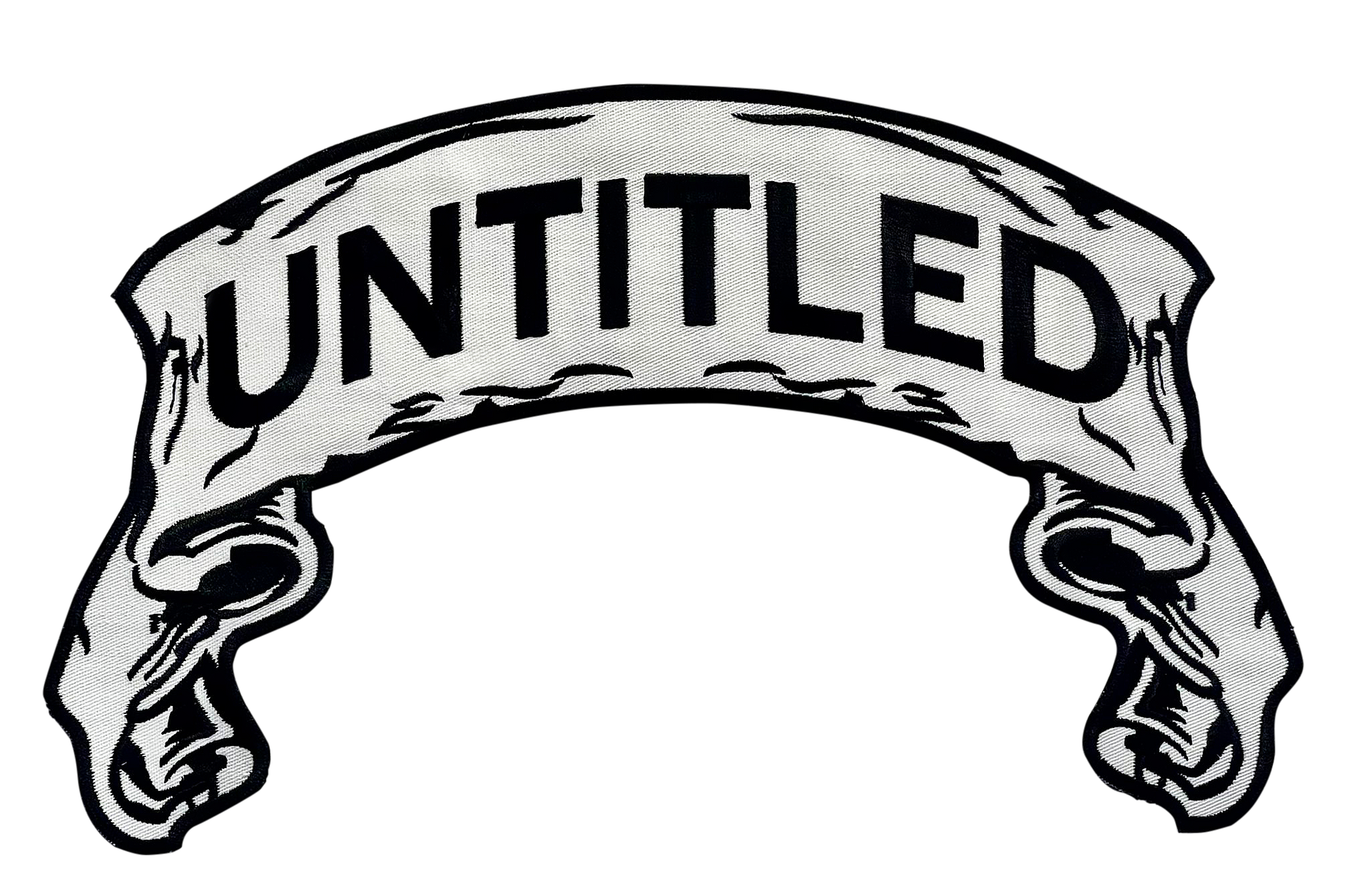 A black and white drawing of a banner that says untitled