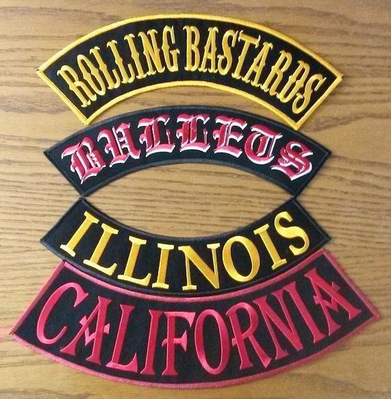 Biker Patch Lot of 2 Custom Embroidered Rocker Tag badge 10" Sew or Iron on 