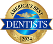 A badge that says america 's best dentists 2024